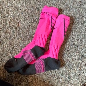 Kids neon pink Nike football/basketball socks